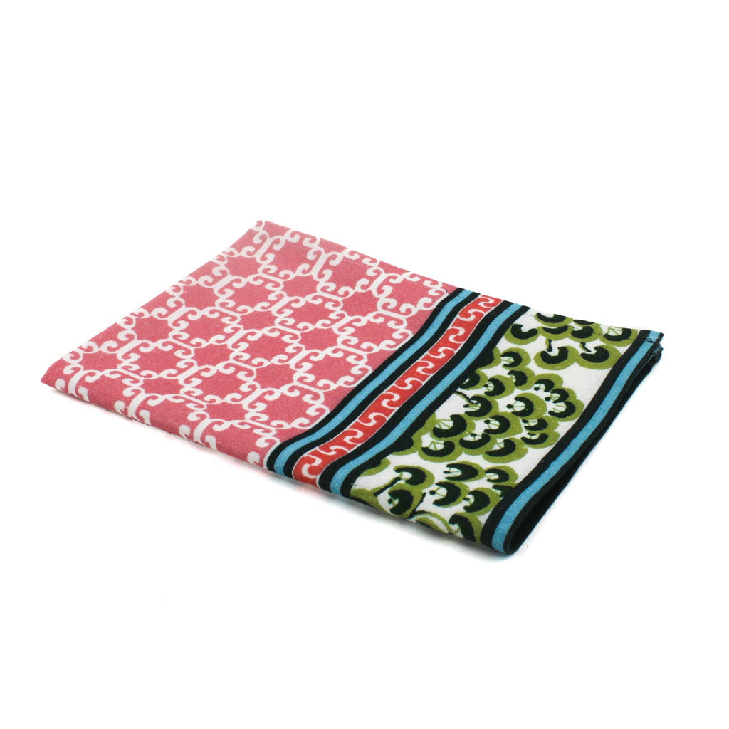 Pink Lattice Chinoiserie Tea Towel/Dish Towel/Guest Towel