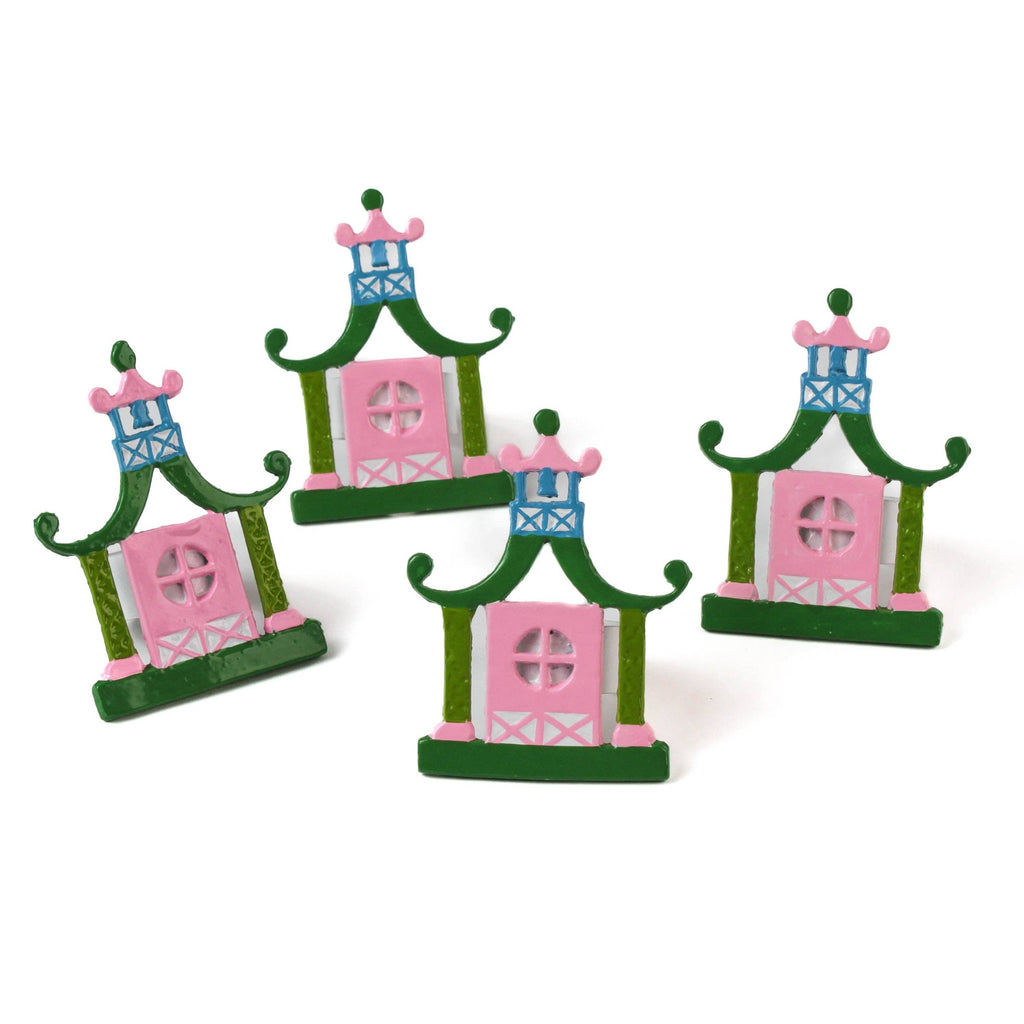Chinoiserie Pagoda Napkin Rings Set of 4 | Table Decor