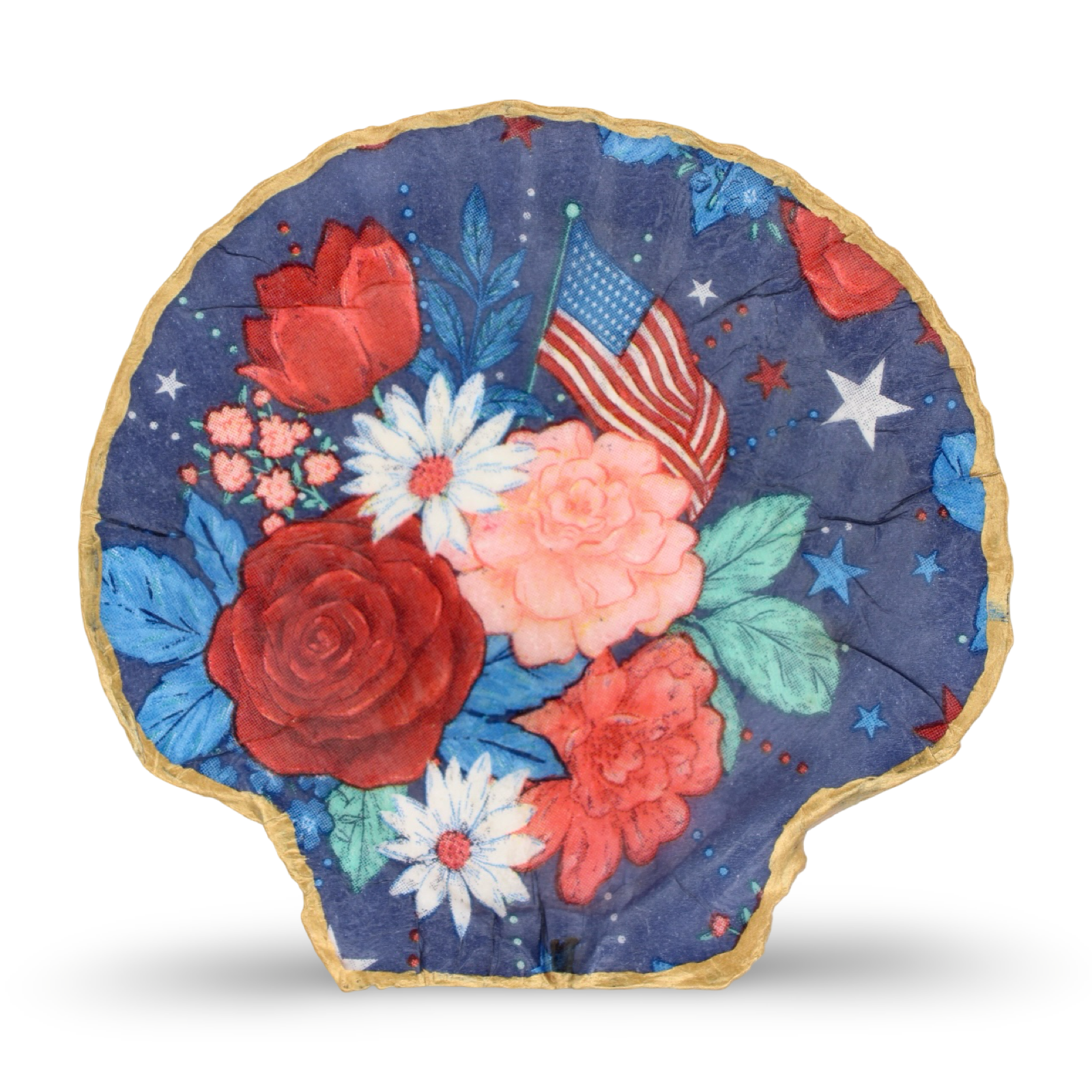 Floral Flag Shell Jewelry and Trinket Dish