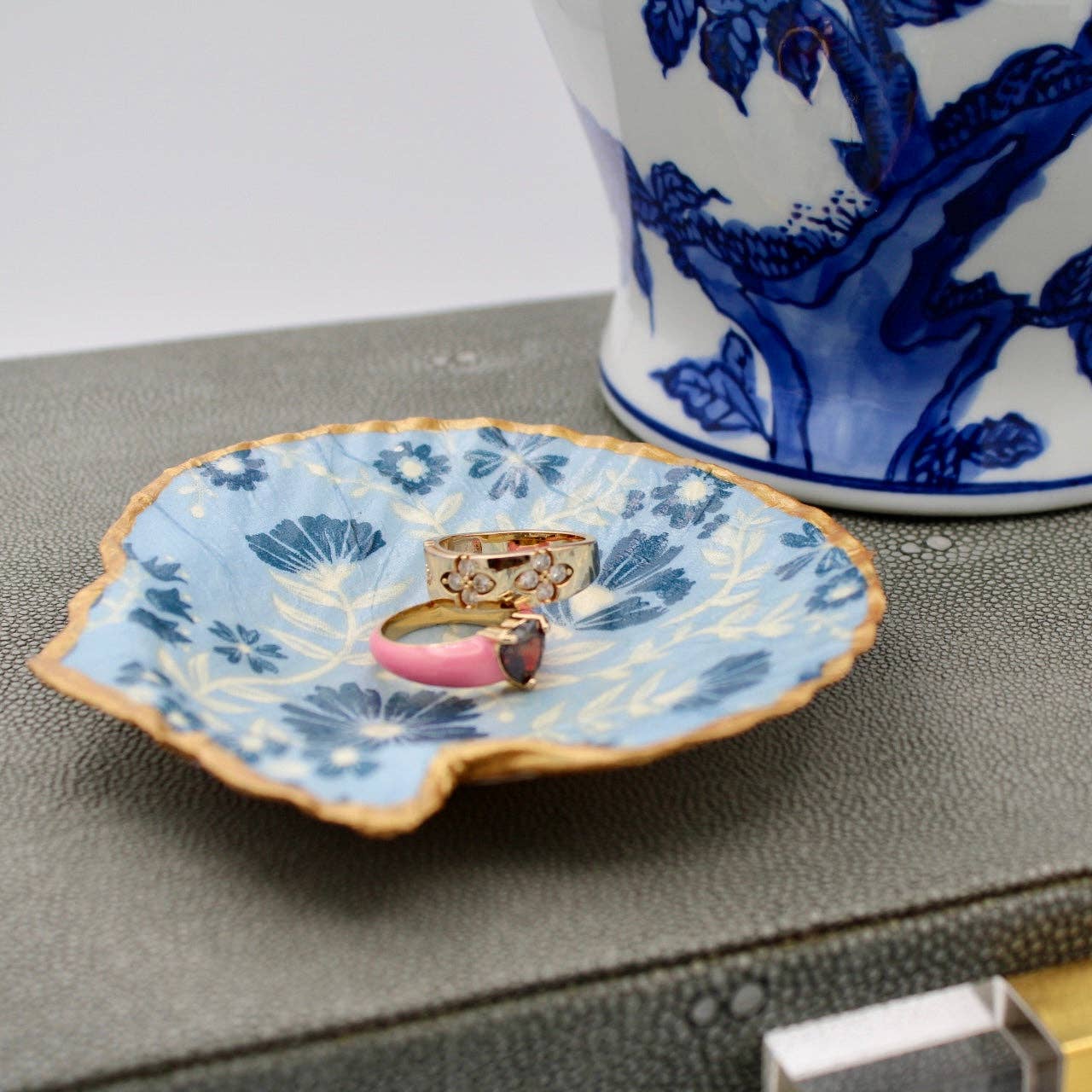 Blue Regency Shell Jewelry and Trinket Dish