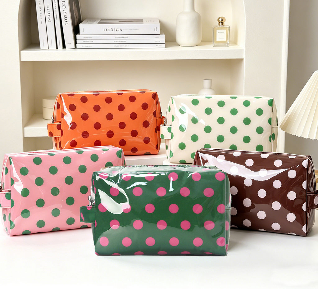 Polka Dot Makeup Bag Stripe PVC Cosmetic Pouch