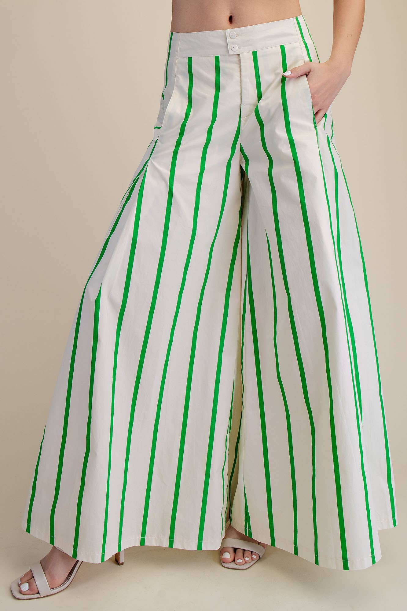 High Waist Wide-Leg Pop Color Stripe Pants