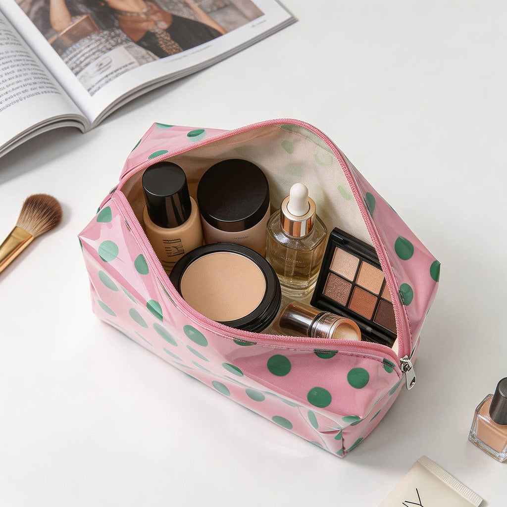 Polka Dot Makeup Bag Stripe PVC Cosmetic Pouch
