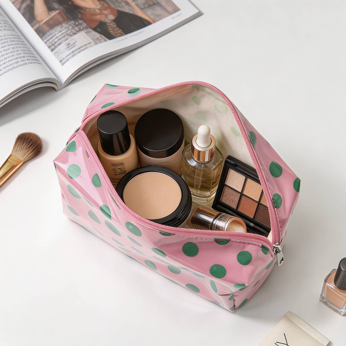 Polka Dot Makeup Bag Stripe PVC Cosmetic Pouch