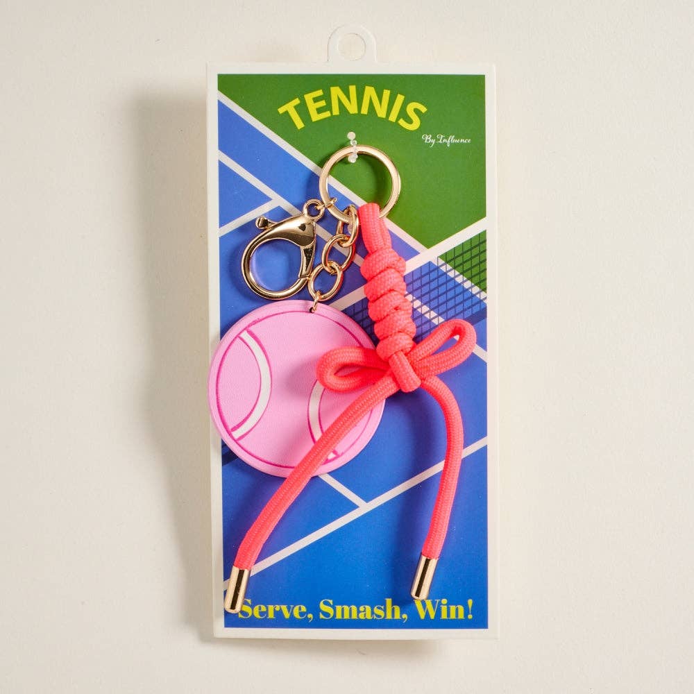 7 Inch Leather Tennis Ball Patch Cord Keychain Bag Charm