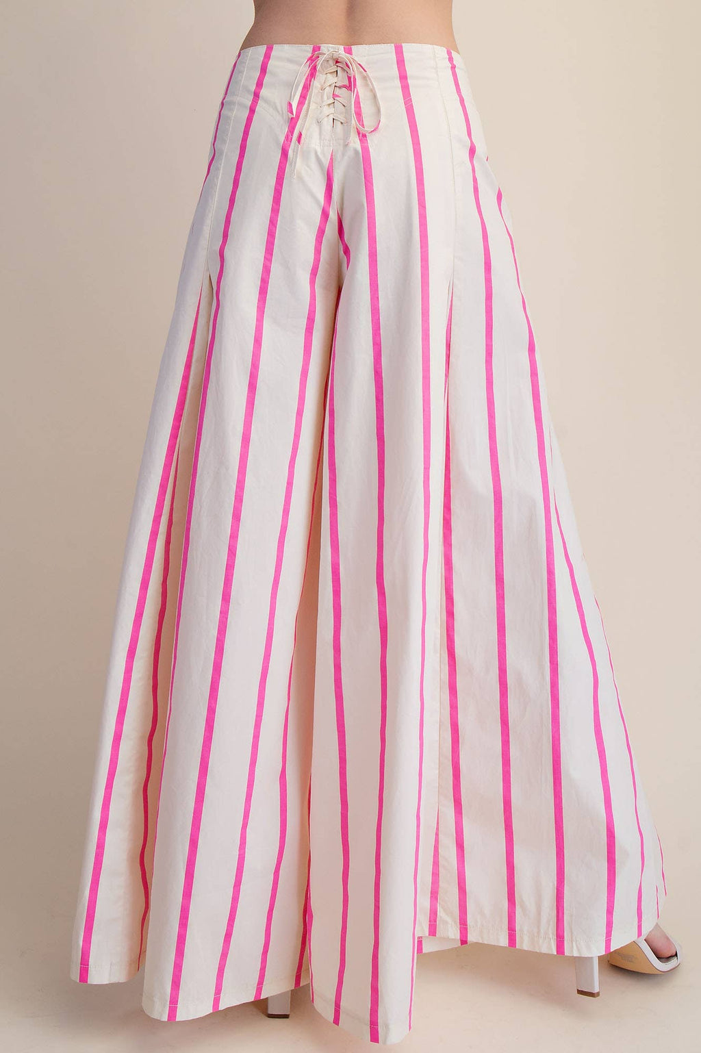 High Waist Wide-Leg Pop Color Stripe Pants