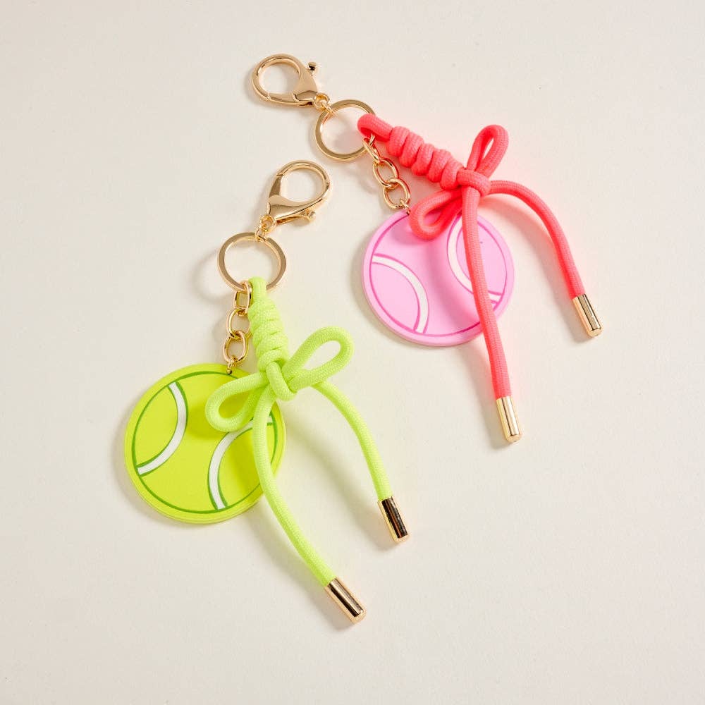 7 Inch Leather Tennis Ball Patch Cord Keychain Bag Charm