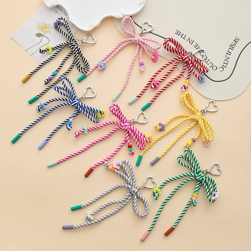 Candy-Colored Woven Bow Keychain Bag Charm
