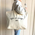Sorority Name and Founding Date Printed on a Canvas Tote Bag
