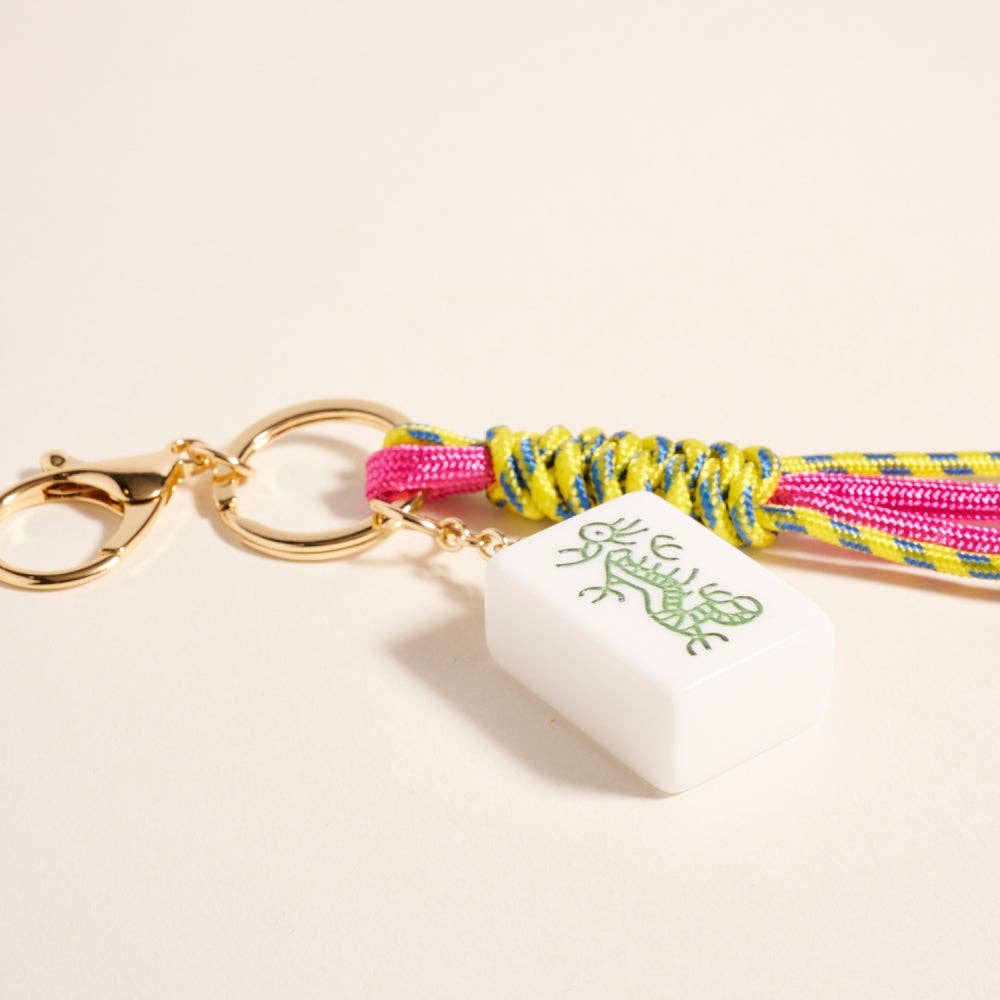 7 Inch Mahjong Dragon Tile Cord Keychain Bag Charm