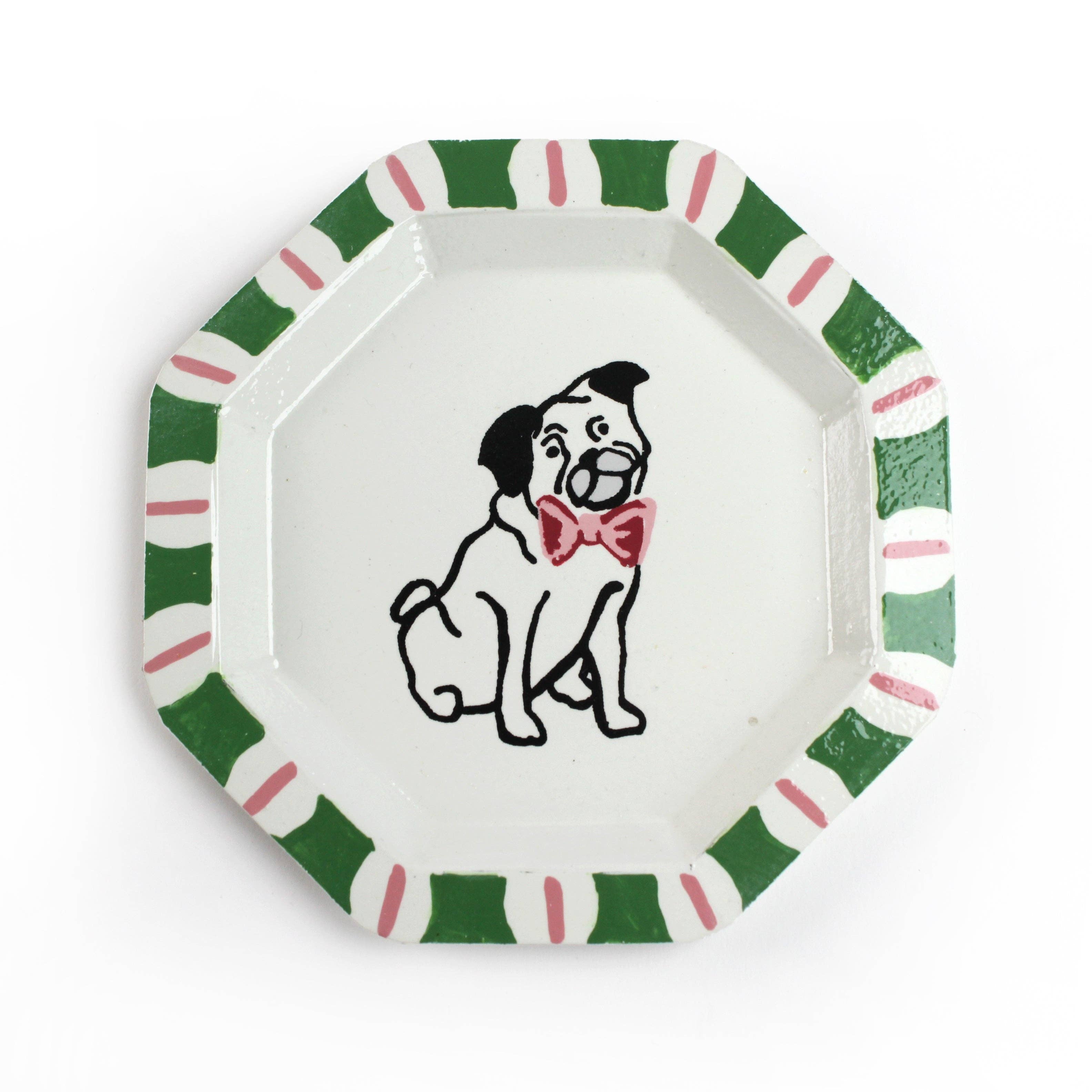 Pug Hand-Painted Tole Metal Trinket Tray | Dogs | Pet Lovers