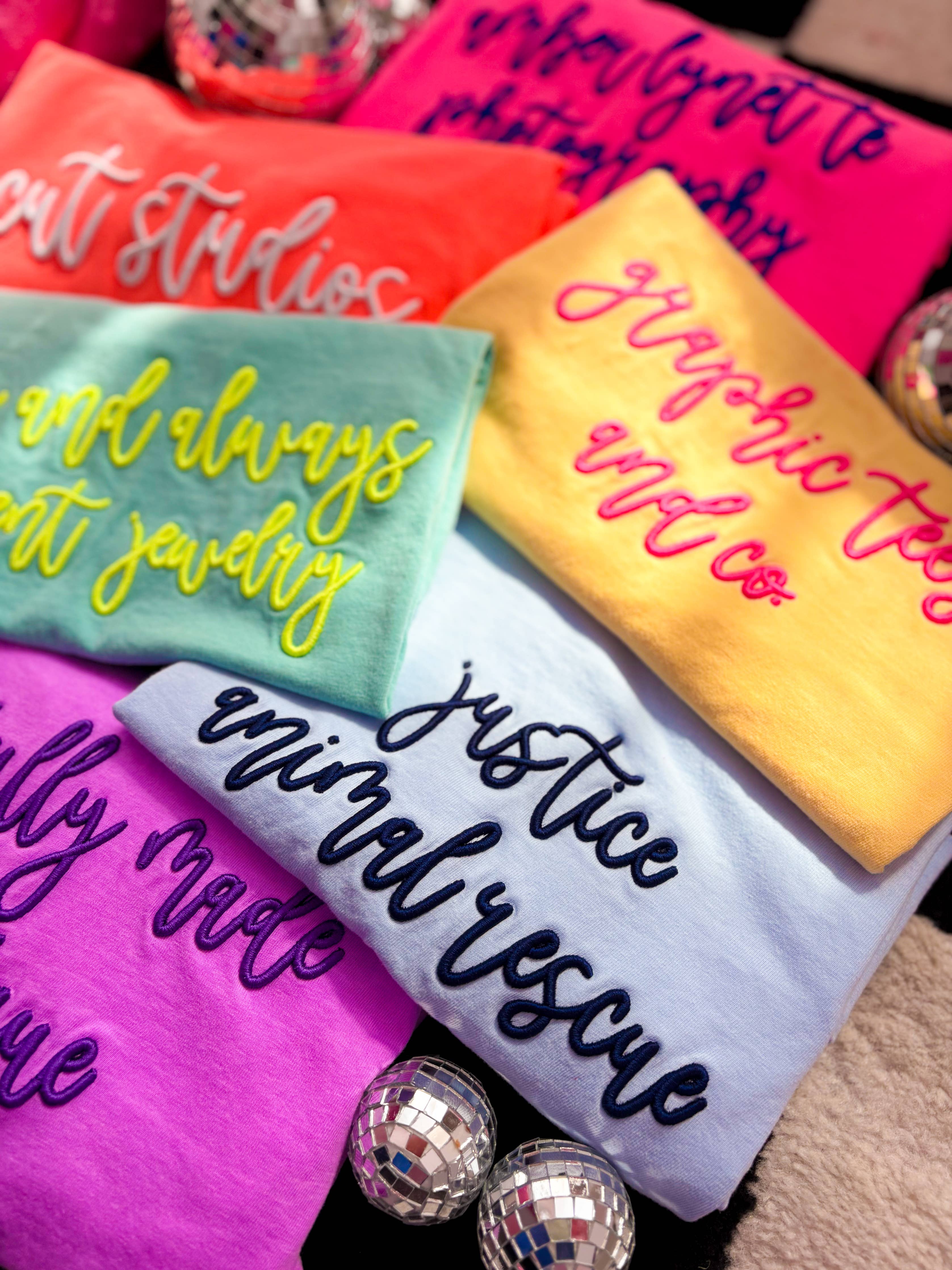 “Hot girls play tennis” Puff Embroidered Tees