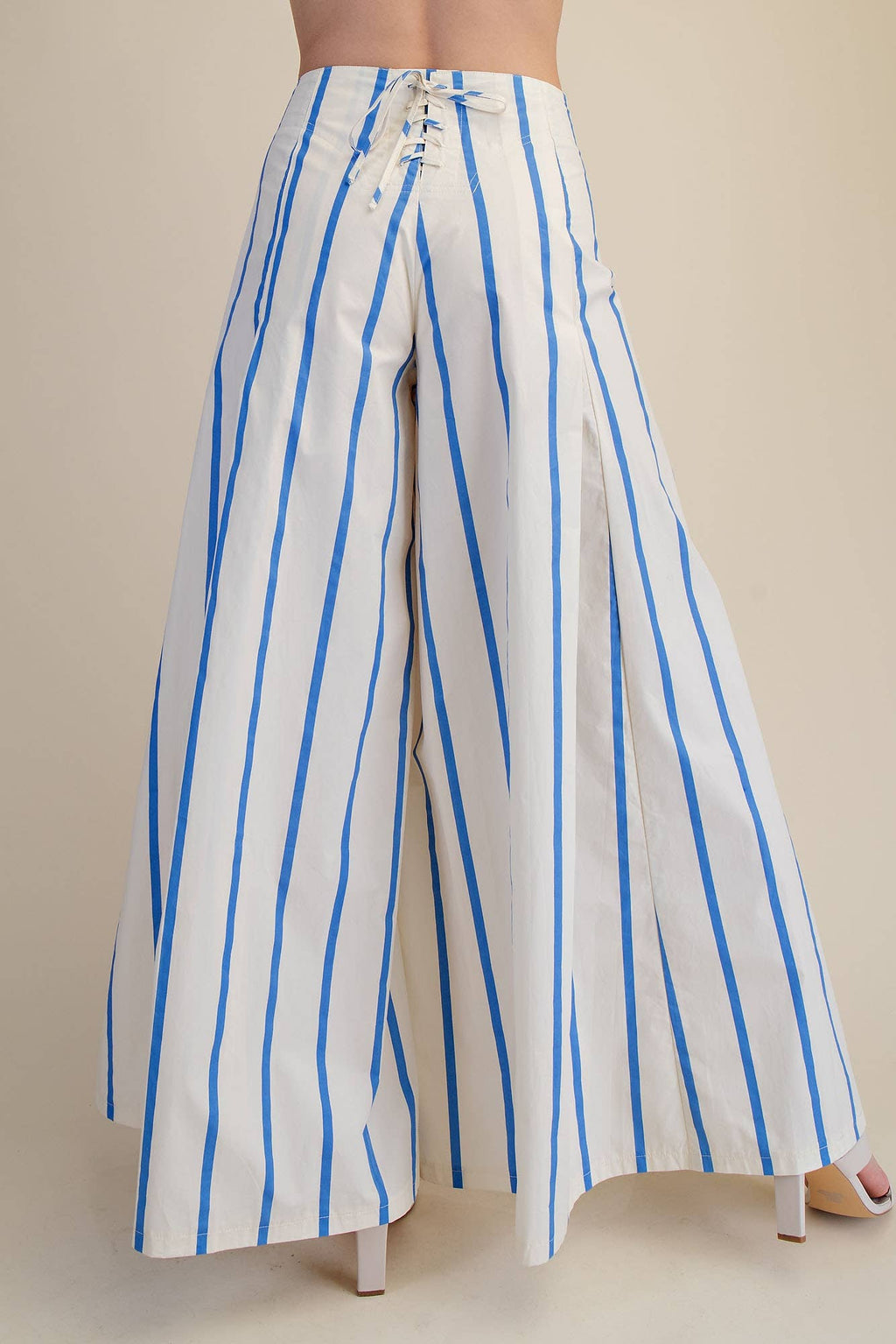 High Waist Wide-Leg Pop Color Stripe Pants