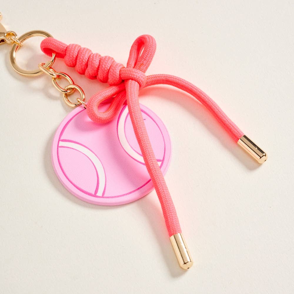 7 Inch Leather Tennis Ball Patch Cord Keychain Bag Charm