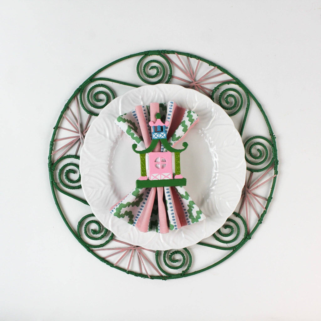 Chinoiserie Pagoda Napkin Rings Set of 4 | Table Decor