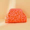 Leopard Print Knit Cosmetic Bag Beach Knit Clutch