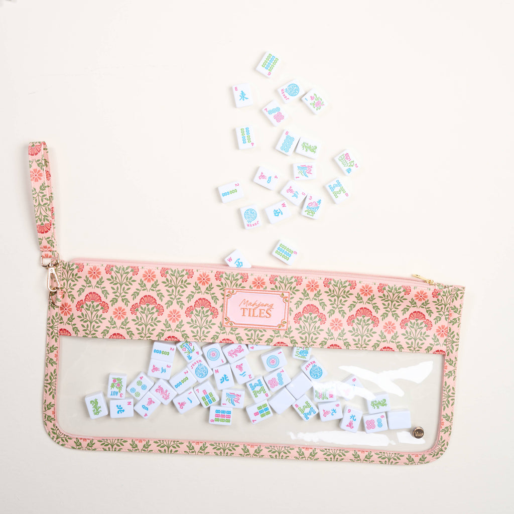 Mahjong Tile Keeper Pouch–Everbloom Dusty Rose