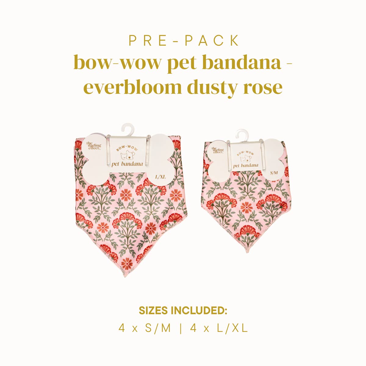 Bow-Wow Pet Bandana–Everbloom Dusty Rose Pre-Pack