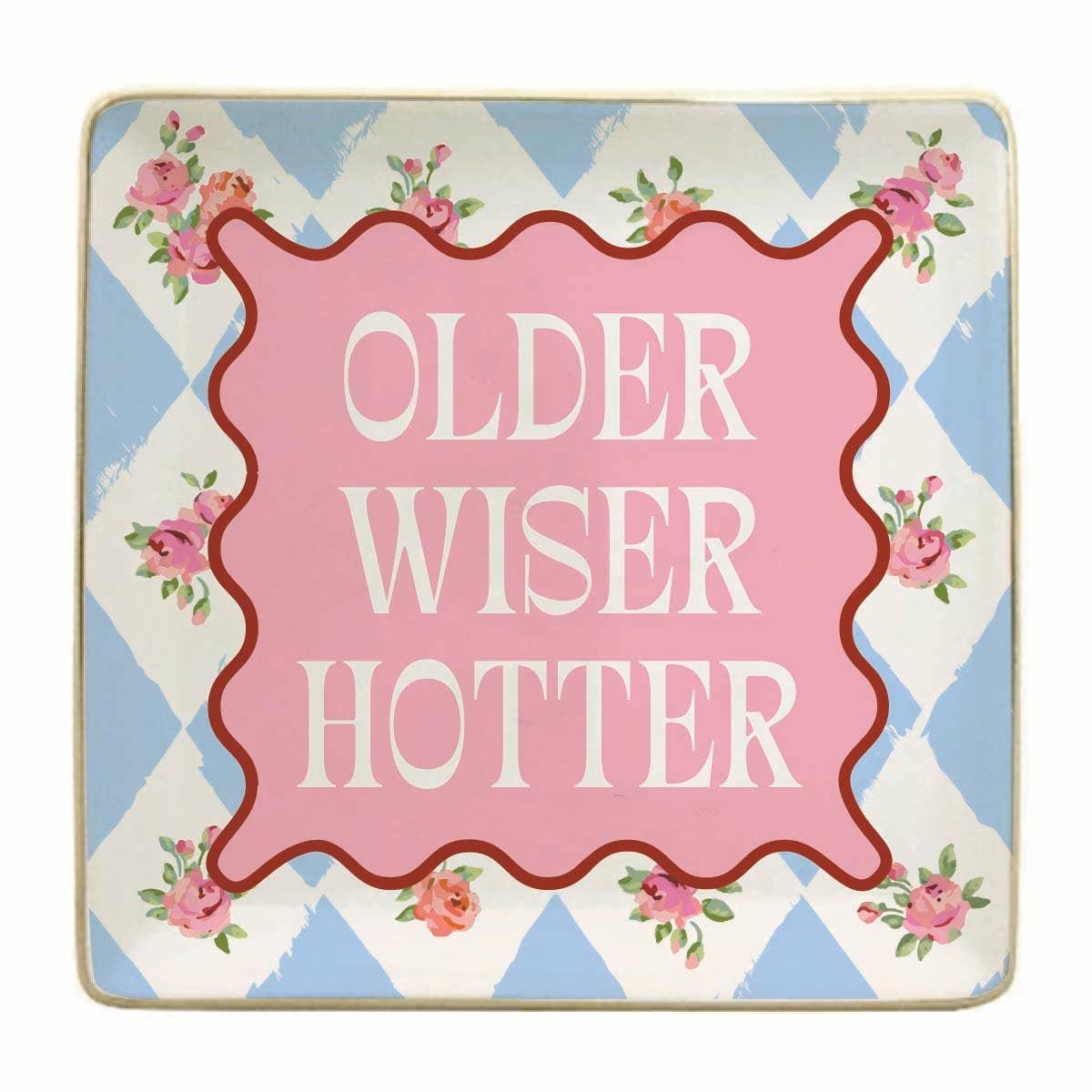 Ceramic Happy Birthday Trinket Tray-Older Wiser Hotter