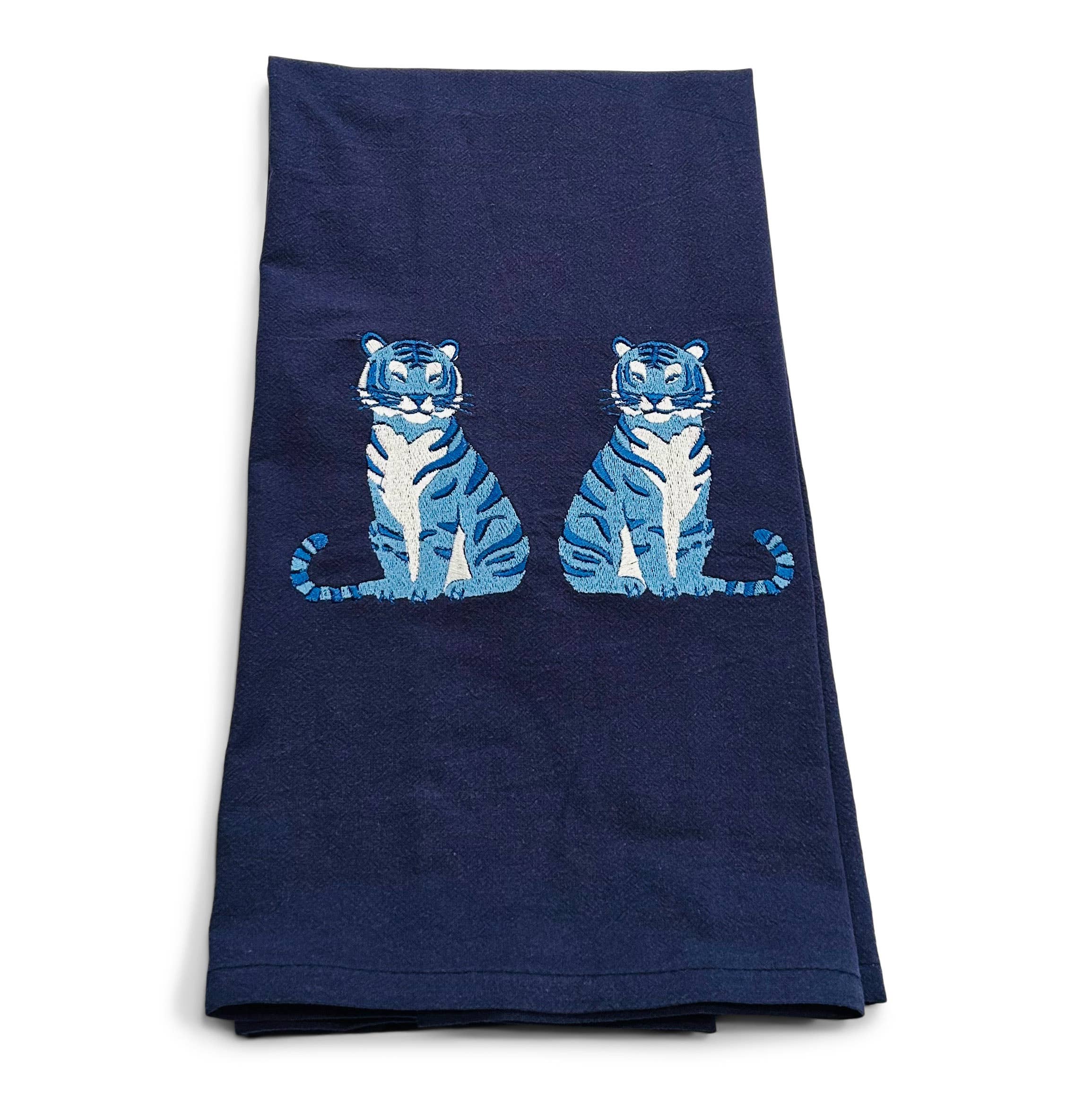 Towel - Mirrored Tigers on navy