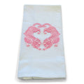 Towel - Twin Tigers Chinoiserie - Pink on white