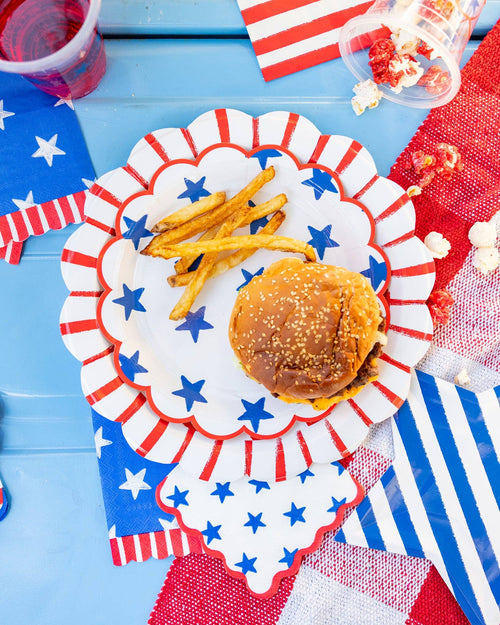 Blue Stars Paper Plate - 9"