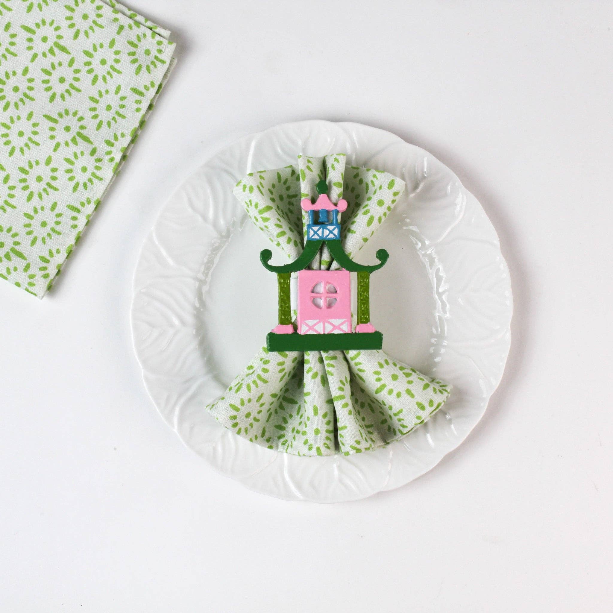 Chinoiserie Pagoda Napkin Rings Set of 4 | Table Decor