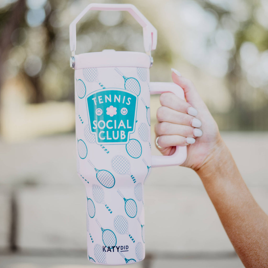 Tennis Social Club 38 Oz Tumbler with Lid Handle