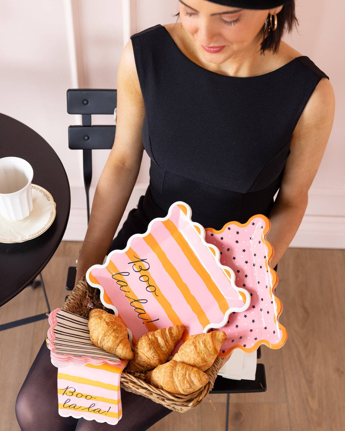 BLL1238 - Pink & Orange Boo La La Dinner Napkin
