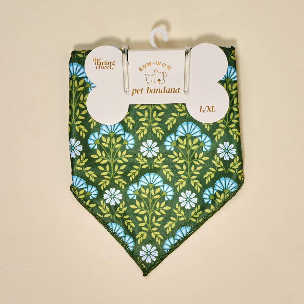 Bow-Wow Pet Bandana–Everbloom Forest Green