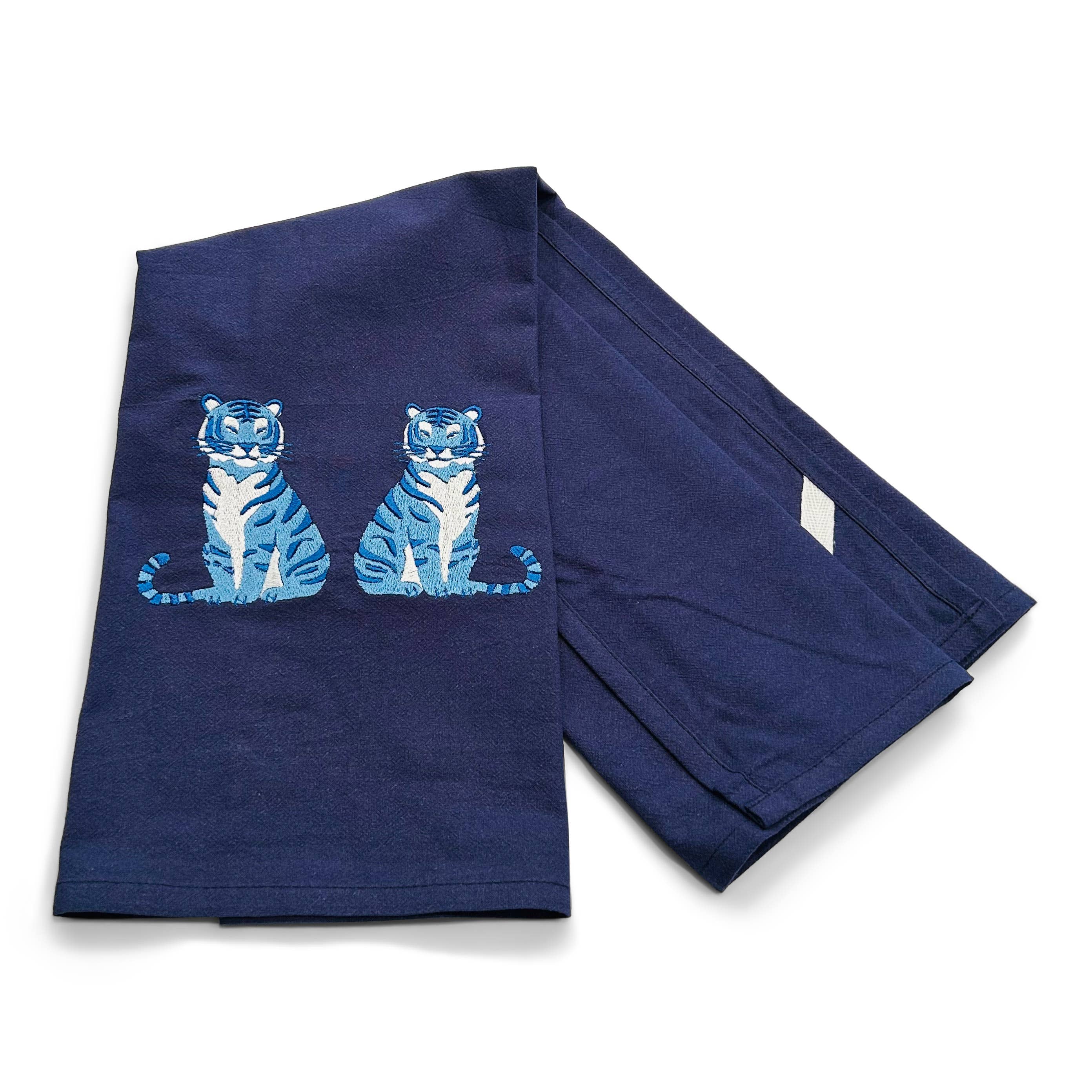 Towel - Mirrored Tigers on navy