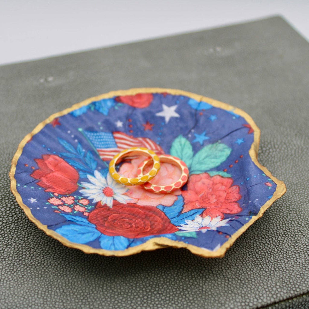 Floral Flag Shell Jewelry and Trinket Dish