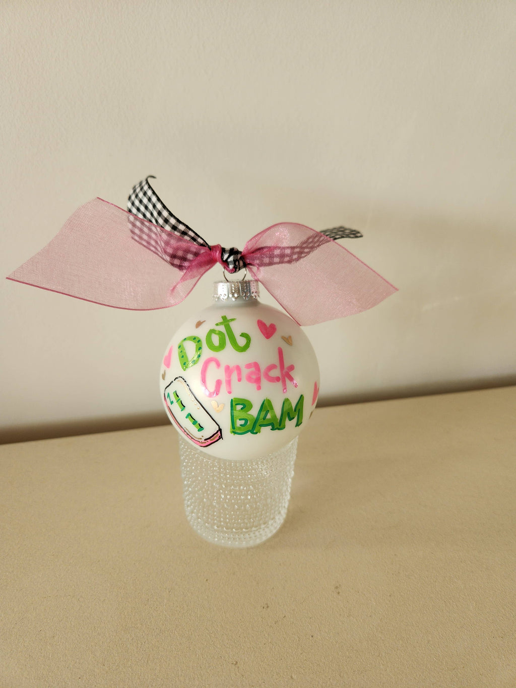 Mahjong hand painted glass ornament