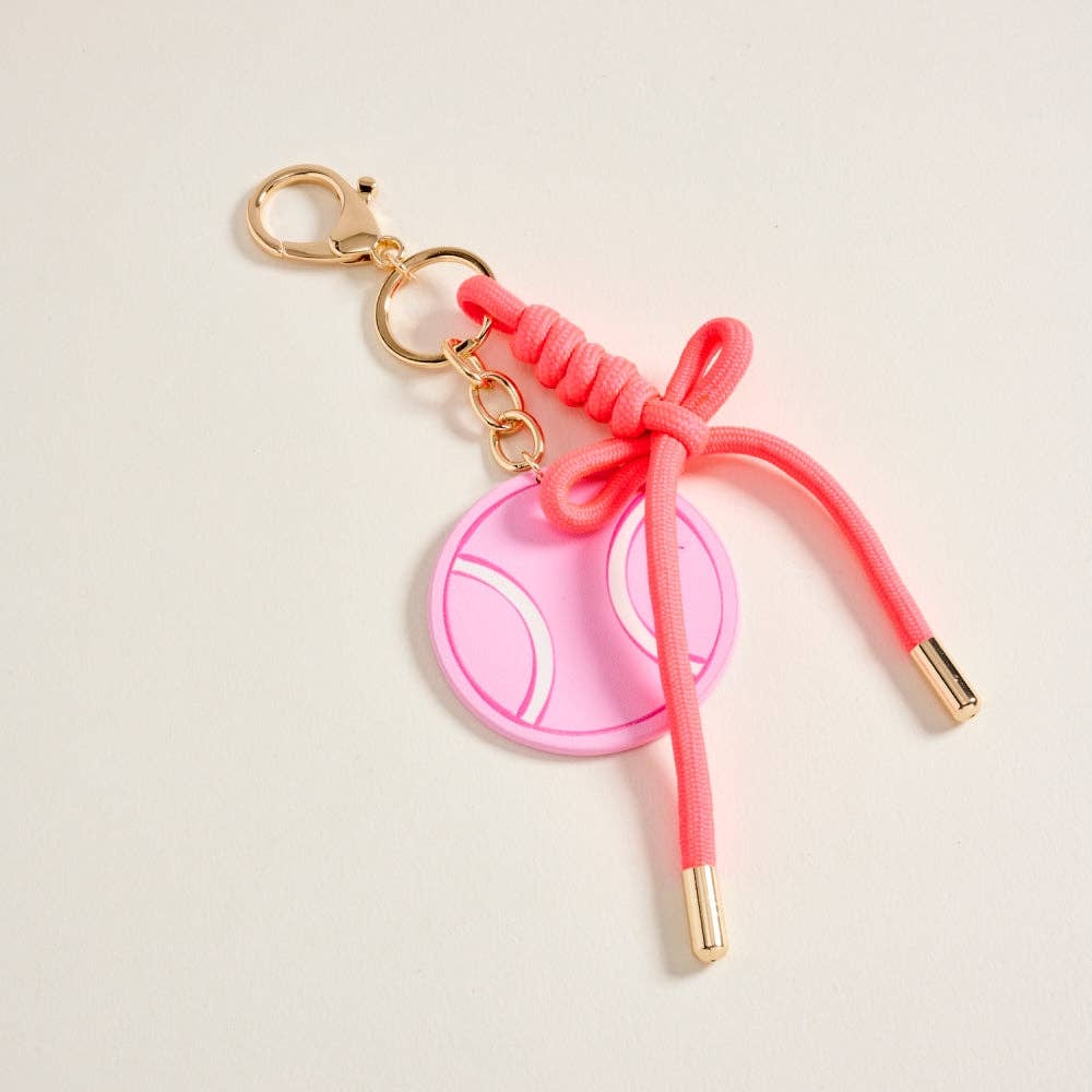 7 Inch Leather Tennis Ball Patch Cord Keychain Bag Charm