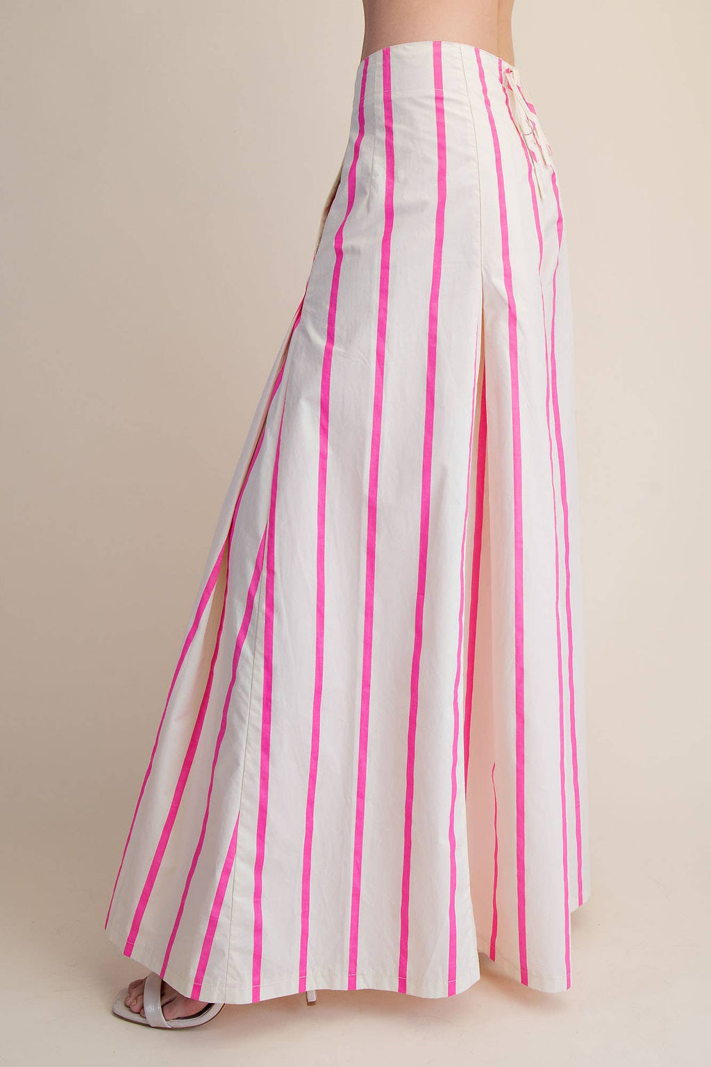 High Waist Wide-Leg Pop Color Stripe Pants