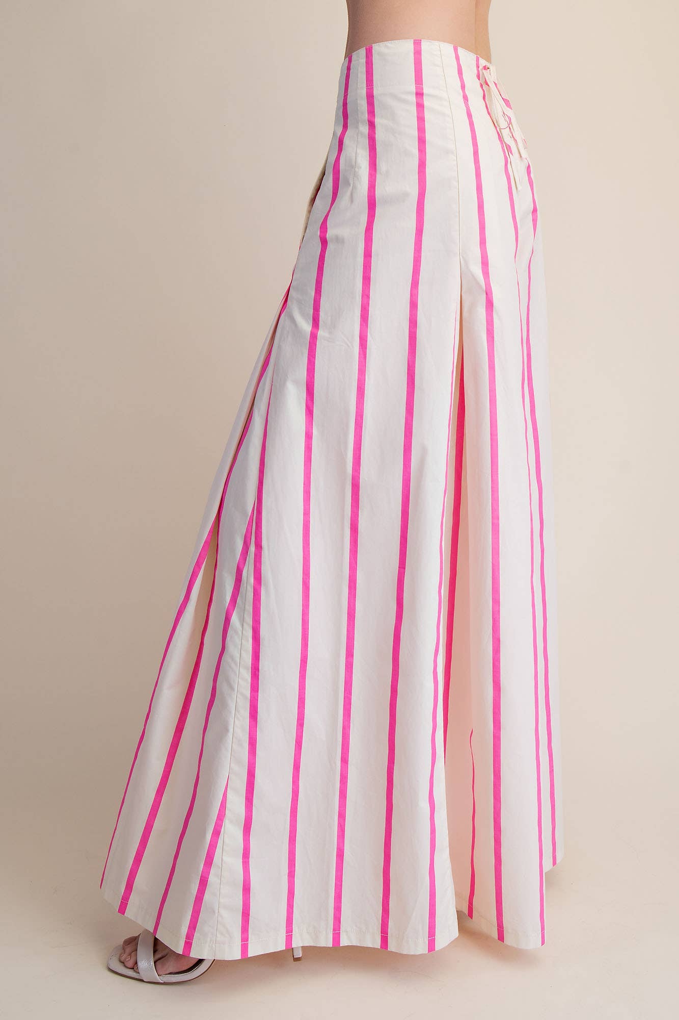 High Waist Wide-Leg Pop Color Stripe Pants