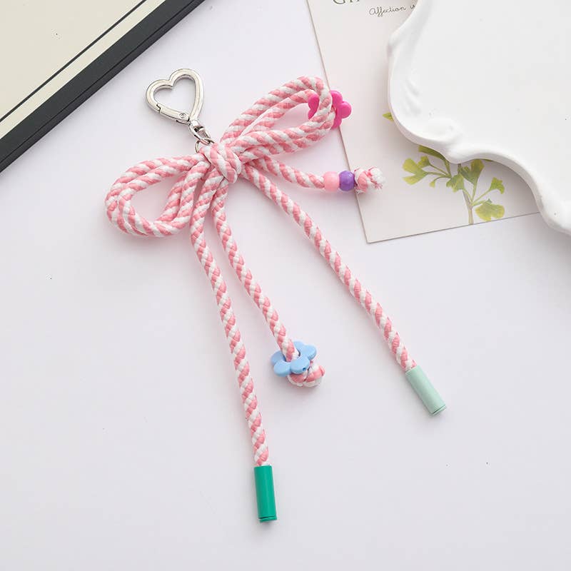 Candy-Colored Woven Bow Keychain Bag Charm