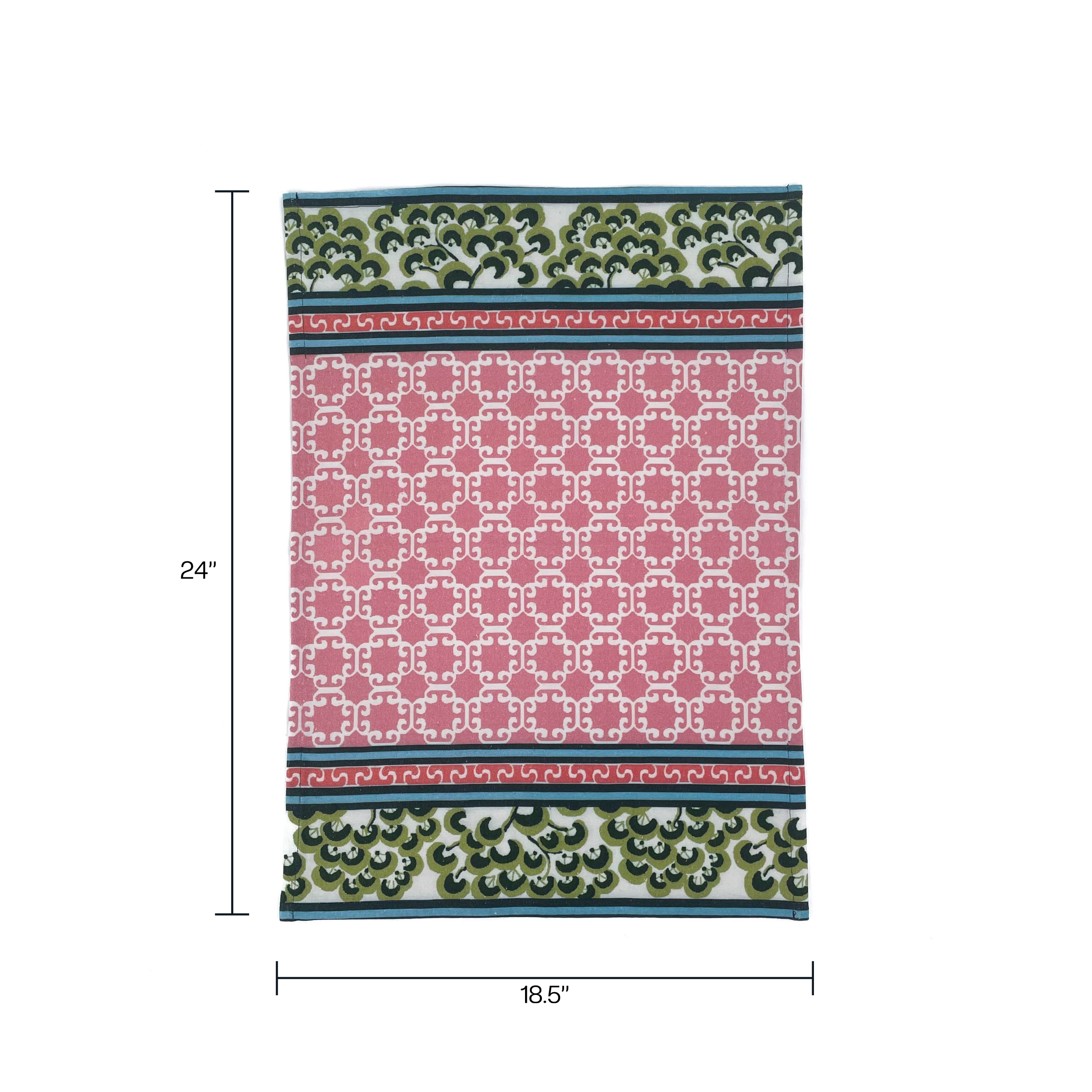Pink Lattice Chinoiserie Tea Towel/Dish Towel/Guest Towel
