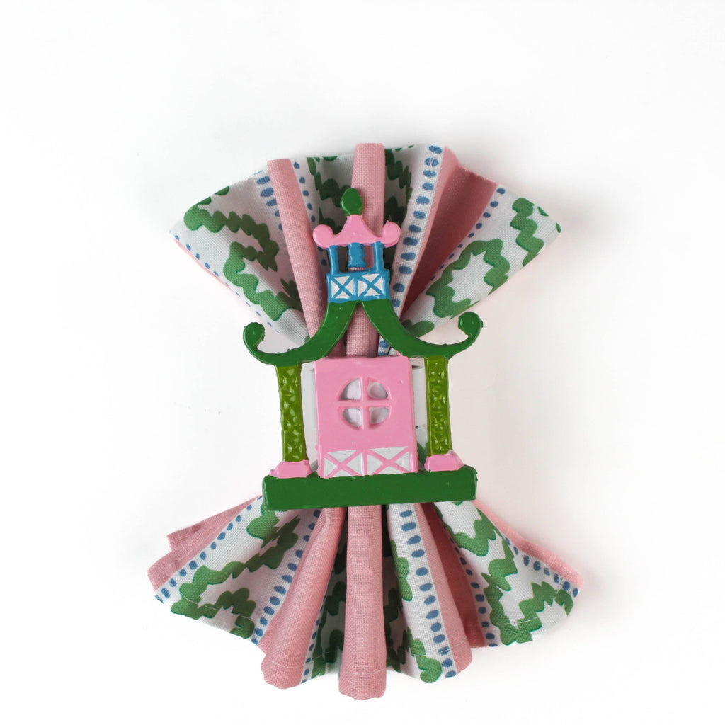 Chinoiserie Pagoda Napkin Rings Set of 4 | Table Decor
