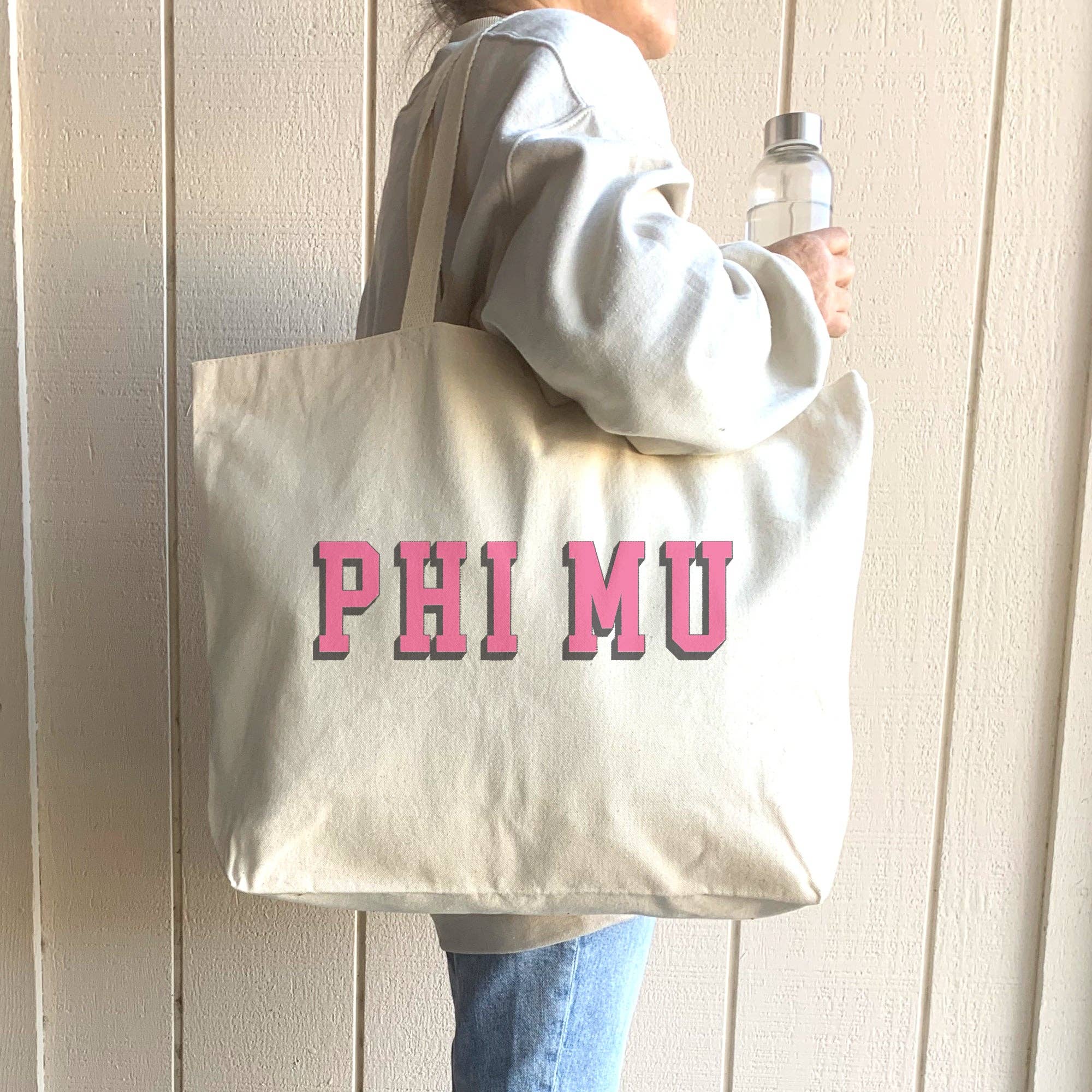 3D Sorority Name Printed on a Large Cotton Canvas Tote Bag