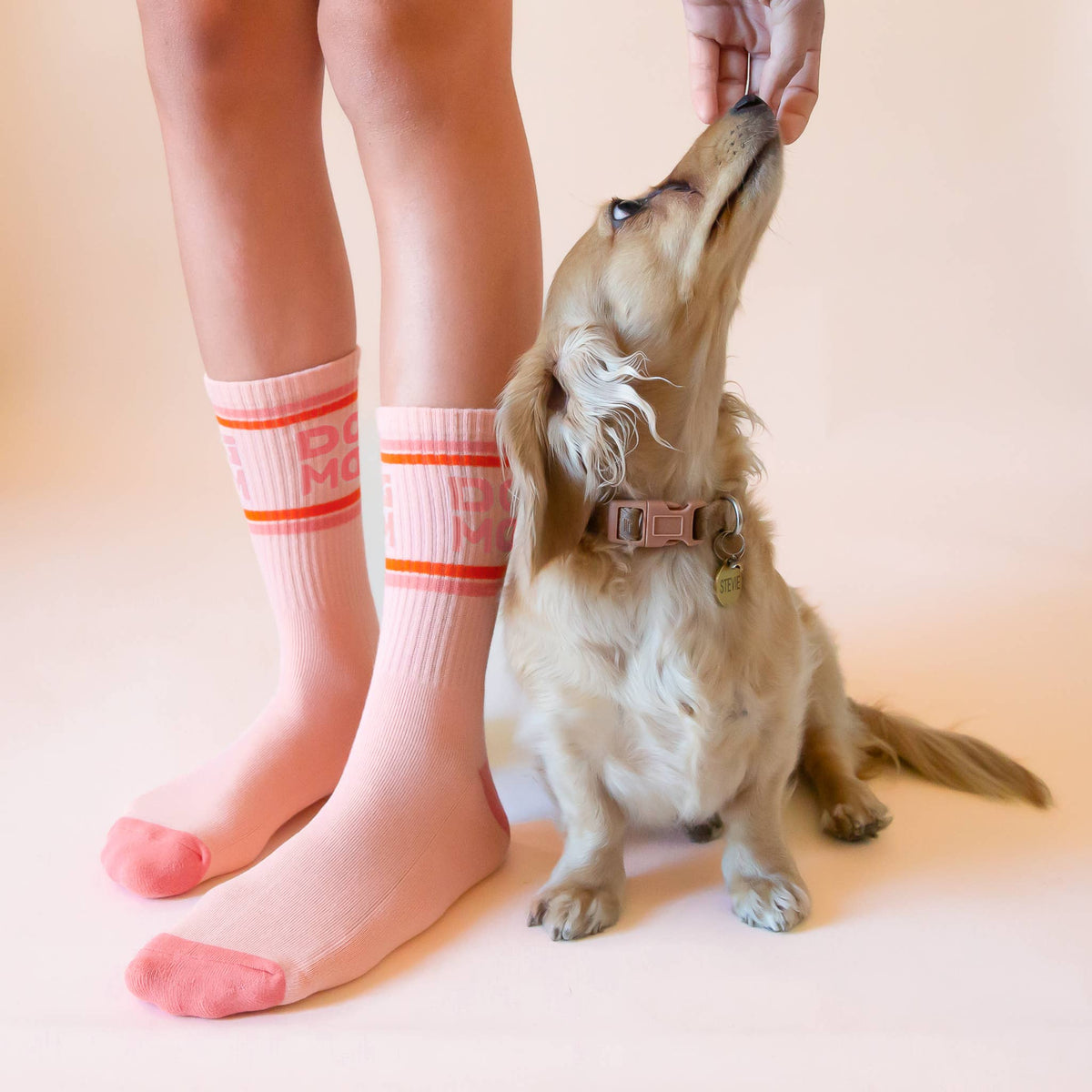 Dog Mom Striped Ribbed Crew Socks