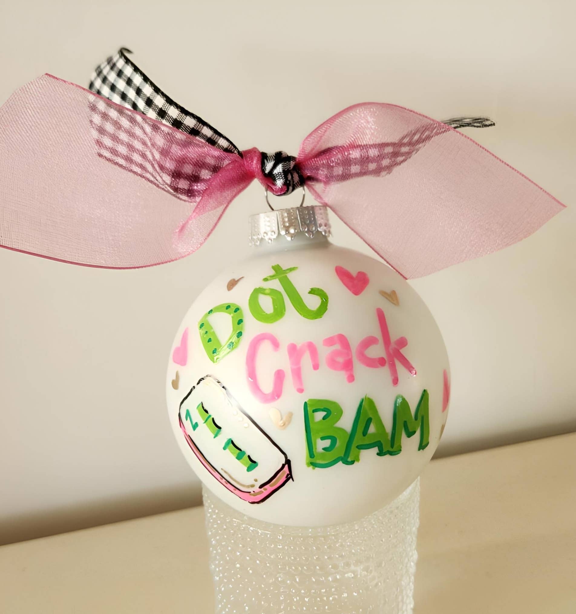 Mahjong hand painted glass ornament