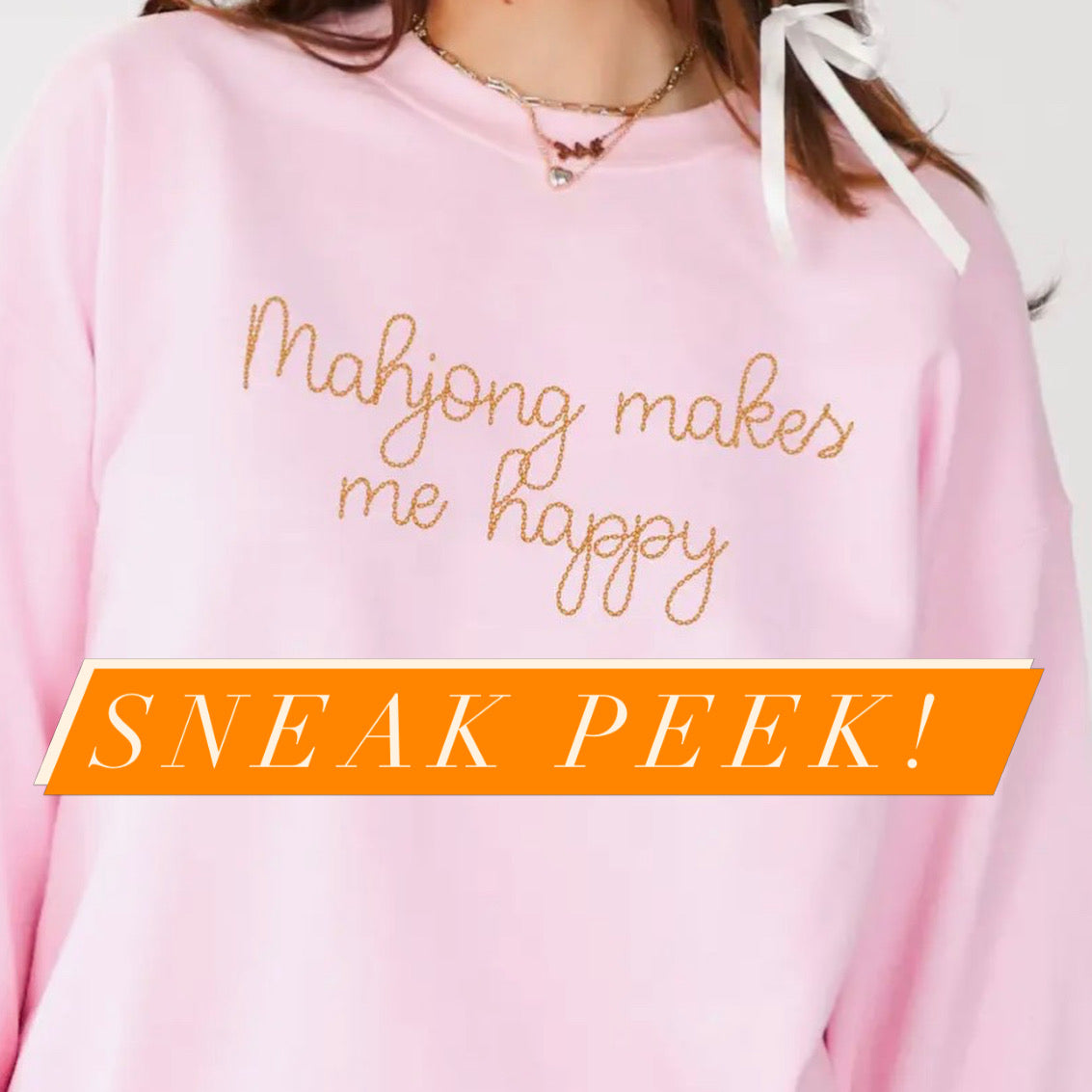 Custom Embroidered Sweatshirt, “Mahjong makes me happy”