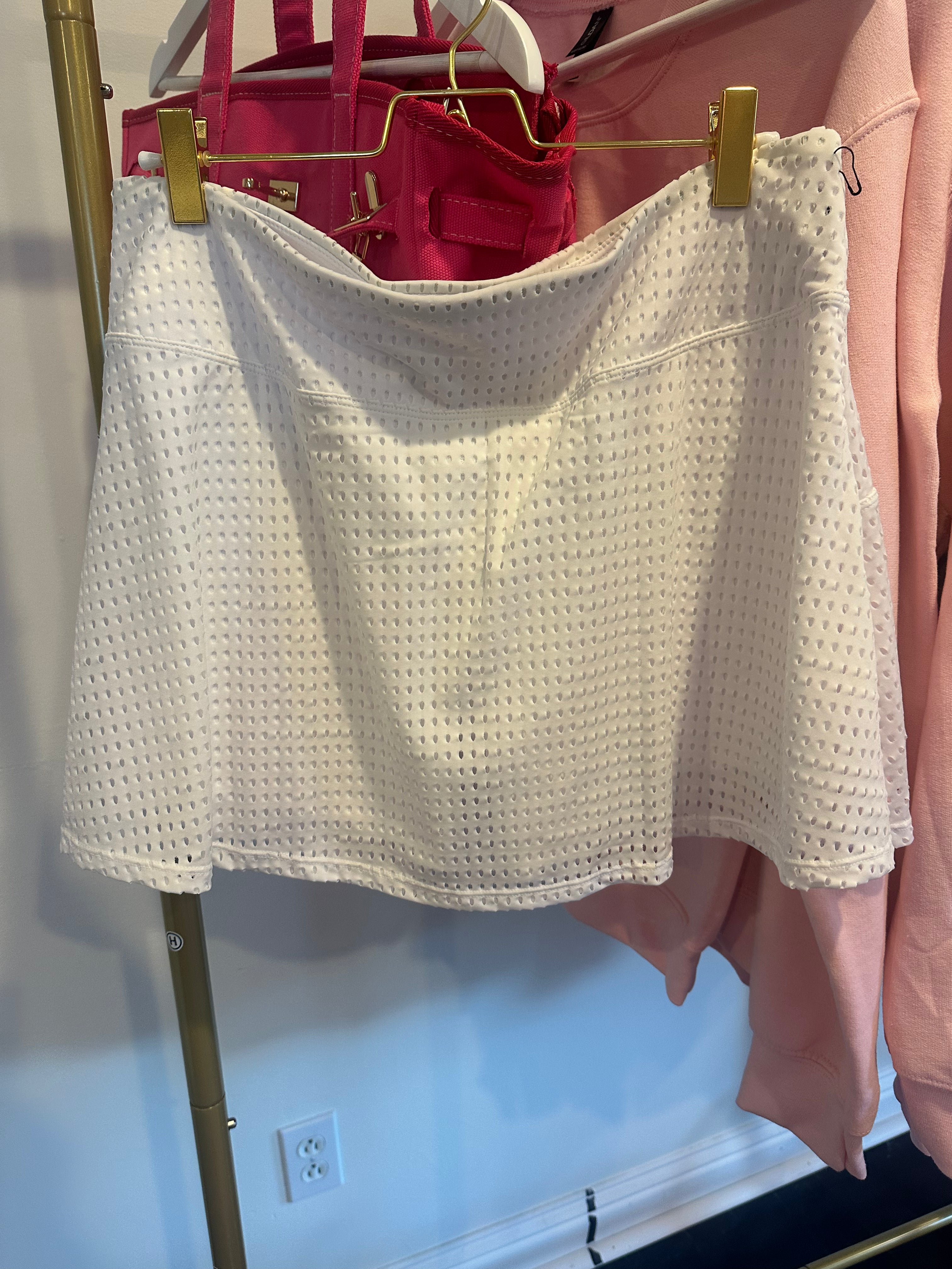 White mesh tennis skirt