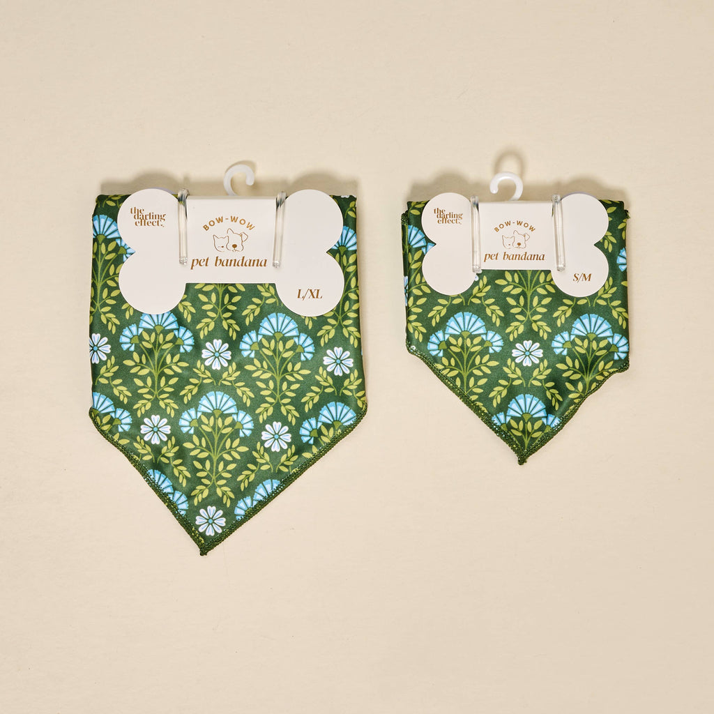 Bow-Wow Pet Bandana–Everbloom Forest Green