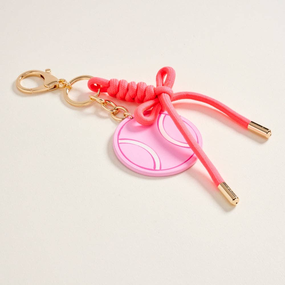7 Inch Leather Tennis Ball Patch Cord Keychain Bag Charm