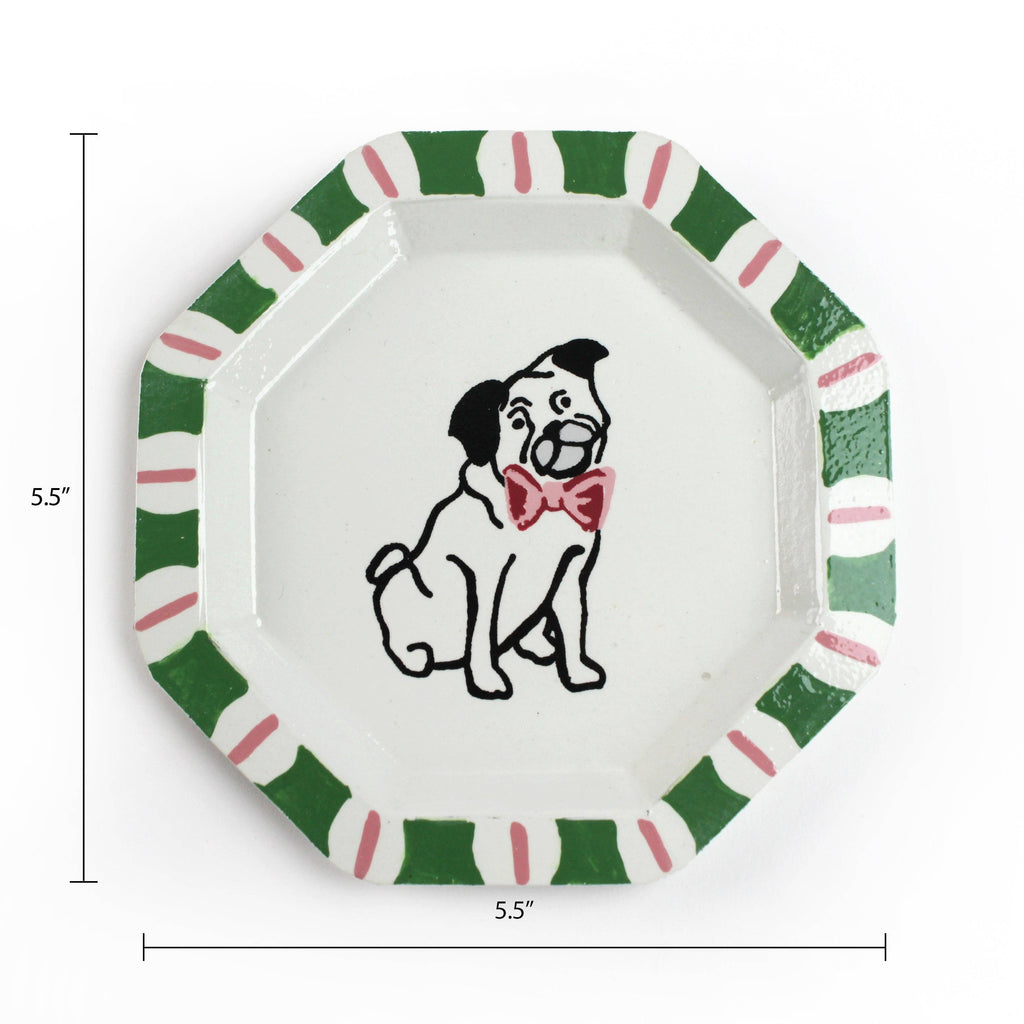 Pug Hand-Painted Tole Metal Trinket Tray | Dogs | Pet Lovers