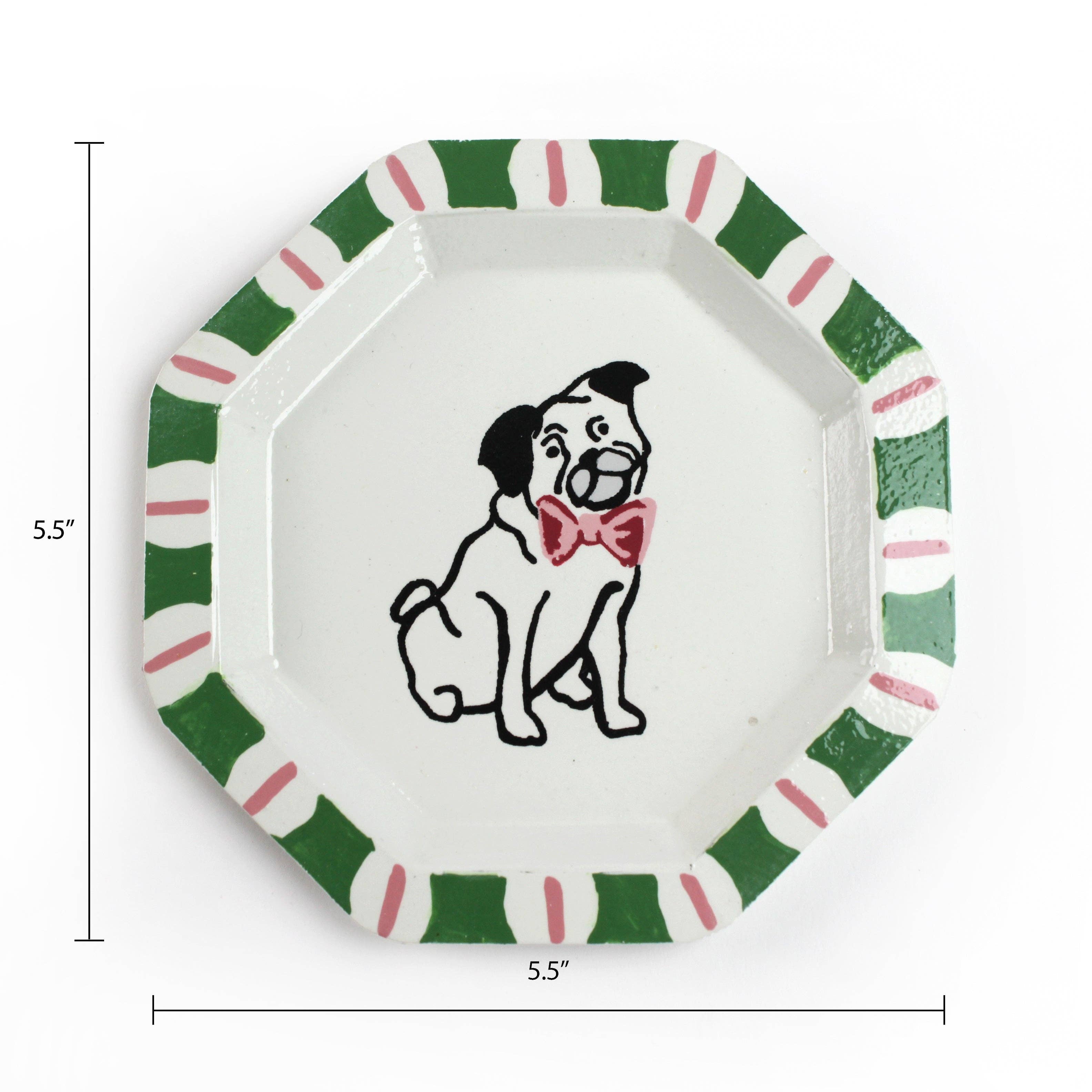 Pug Hand-Painted Tole Metal Trinket Tray | Dogs | Pet Lovers