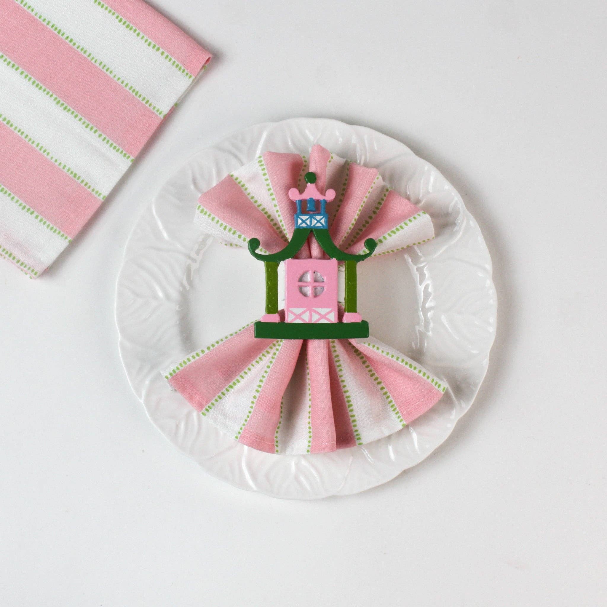 Chinoiserie Pagoda Napkin Rings Set of 4 | Table Decor