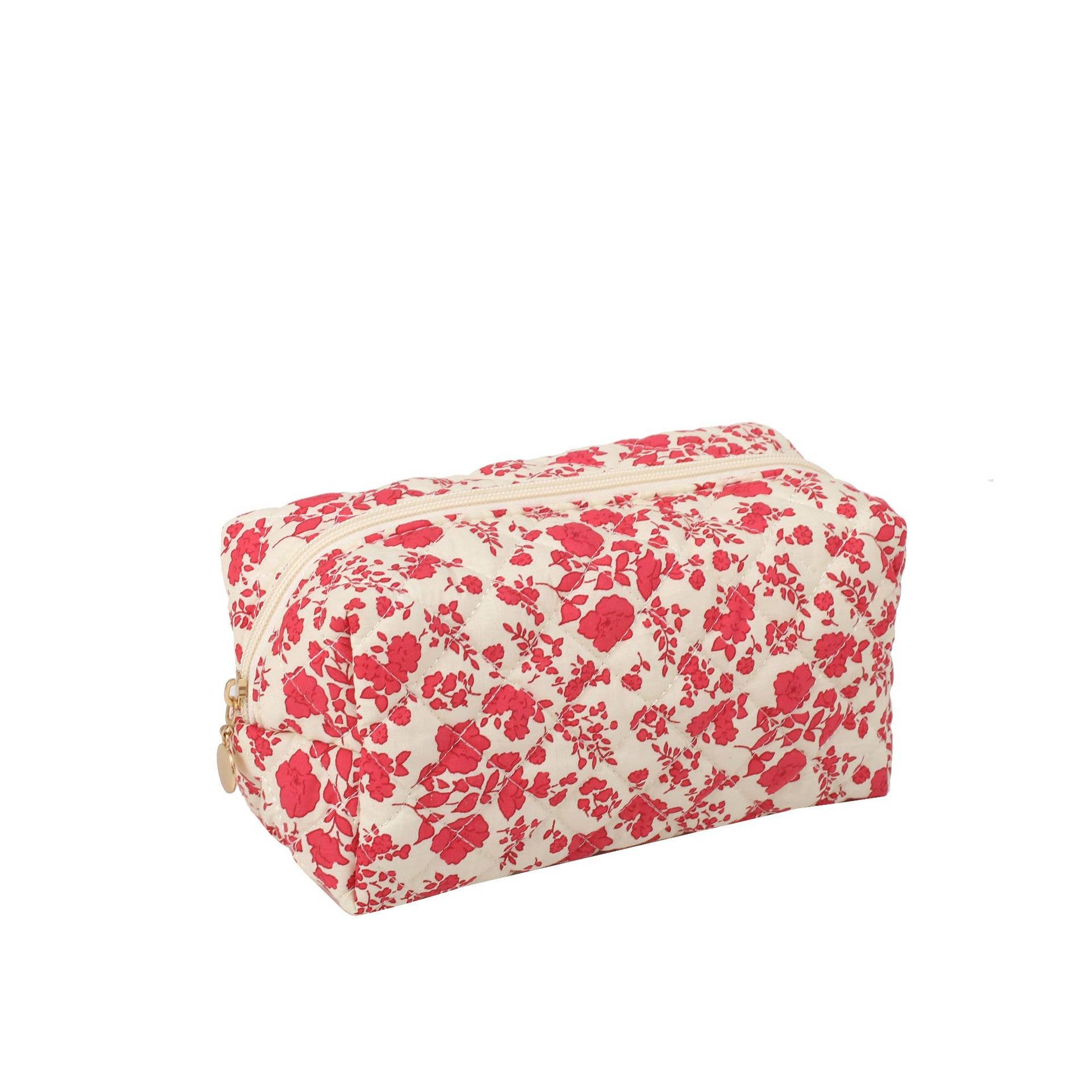 Cottagecore Floral & Bow Quilted Makeup Bag